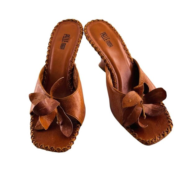 Pelle Moda Womens Brown Leather Mules Sandals Size 8 - Picture 1 of 4